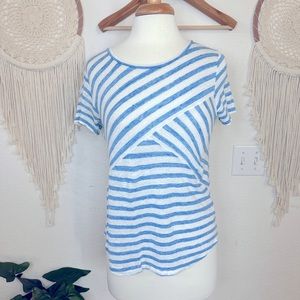 J. Crew blue and white striped linen tee shirt small